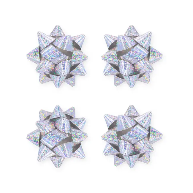 Cadeau Strik - Holografisch Zilver - 5cm - 4 st.