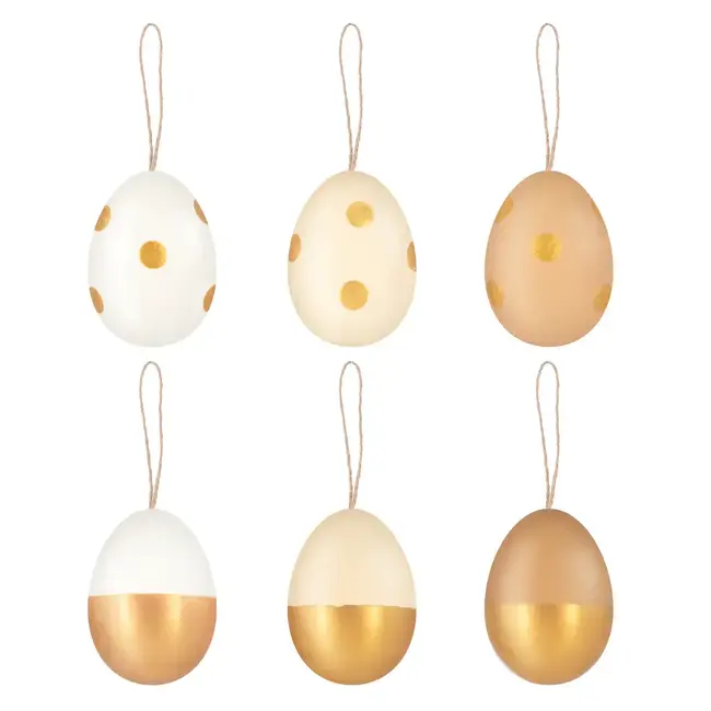 Paas Decoraties Naturel & Gold Eitjes - mix - 6 st.