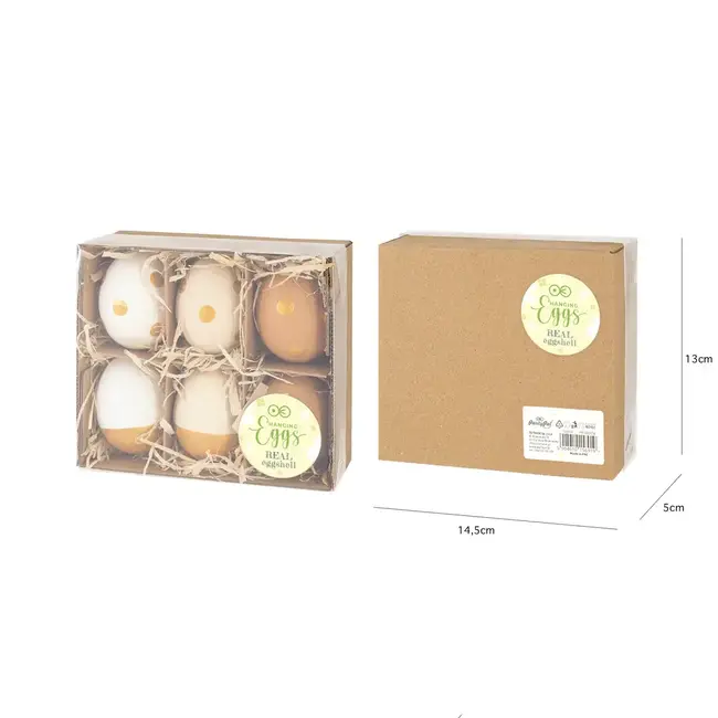 Paas Decoraties Naturel & Gold Eitjes - mix - 6 st.