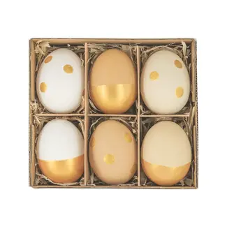 PartyPal Paas Decoraties Naturel & Gold Eitjes - mix - 6 st.