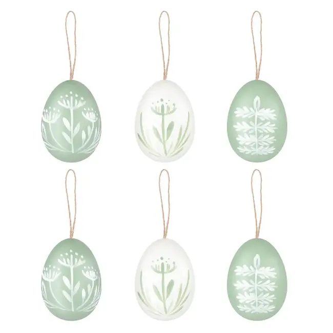 Paas Decoraties Naturel & Olijf Eitjes - mix - 6 st.