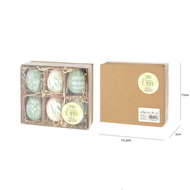 Paas Decoraties Naturel & Olijf Eitjes - mix - 6 st.