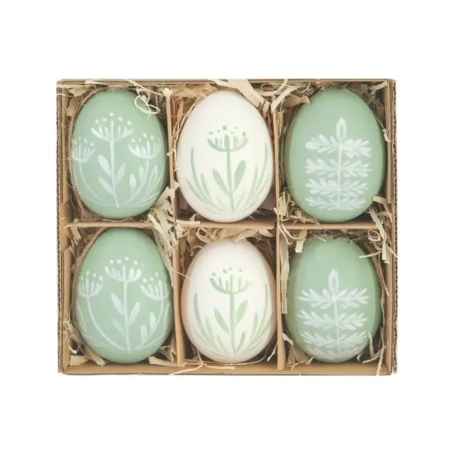 Paas Decoraties Naturel & Olijf Eitjes - mix - 6 st.