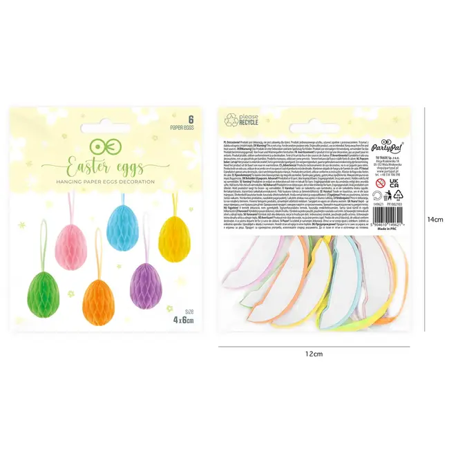 Paas Decoraties Honingraat Eieren - 4x6cm - 6 st.