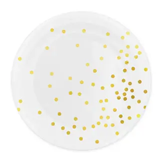 PartyPal Witte Bordjes met Gouden Stippen
