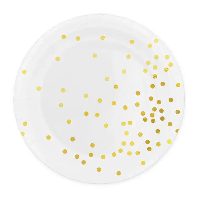 Witte Bordjes met Gouden Stippen - 6st - 18cm