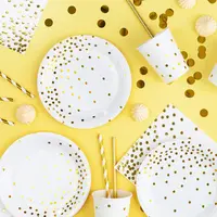 thumb-Witte Bordjes met Gouden Stippen - 6st - 18cm-2
