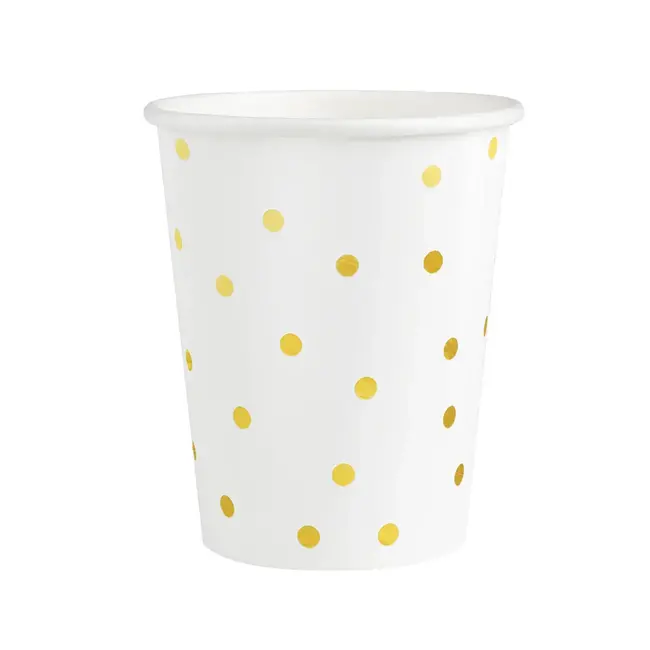 Witte Bekertjes met Gouden Stippen - 6st - 220ml