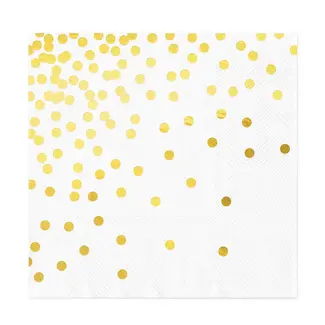 PartyPal Witte Servetten met Gouden Stippen