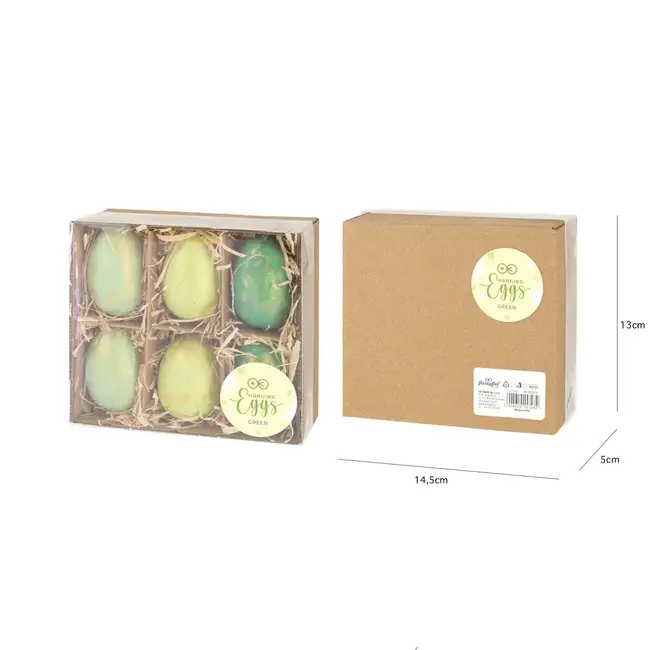 Paas Decoraties Green & Gold Eitjes - 4x6cm - 6 st.