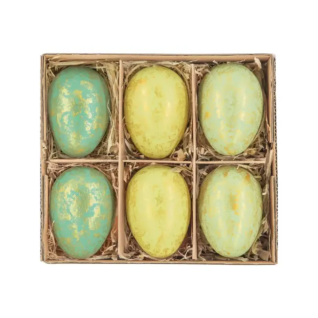 Paas Decoraties Green & Gold Eitjes - 4x6cm - 6 st.