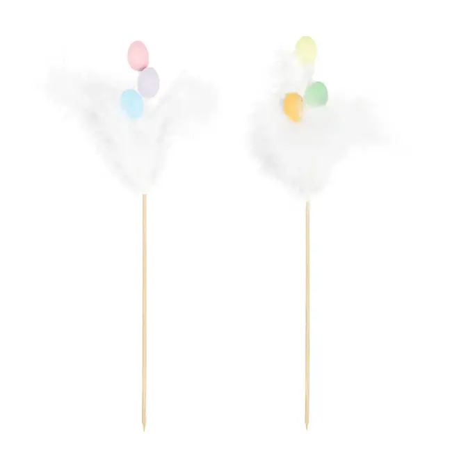 Paas Decoratie Eieren met Veren op stokje - 1 st. - 8x32cm