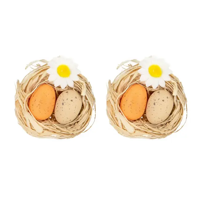 Paas Decoratie Vogelnestjes met Eitjes - 2 st