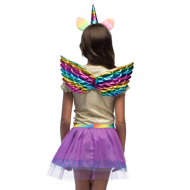 Set Eenhoorn Regenboog - Diadeem, Vleugels en Tutu