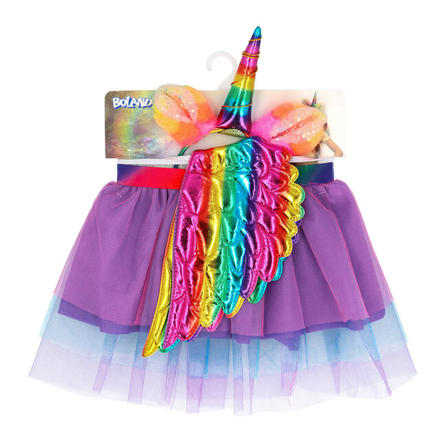 Set Eenhoorn Regenboog - Diadeem, Vleugels en Tutu