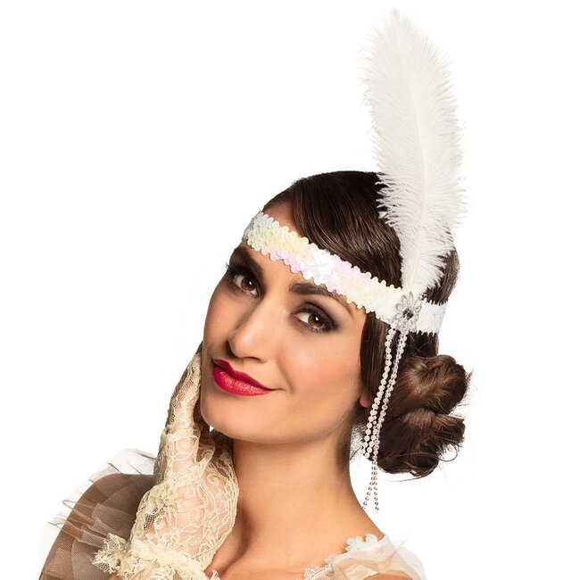 Hoofdband Charleston met Veer - 4 Kleuren