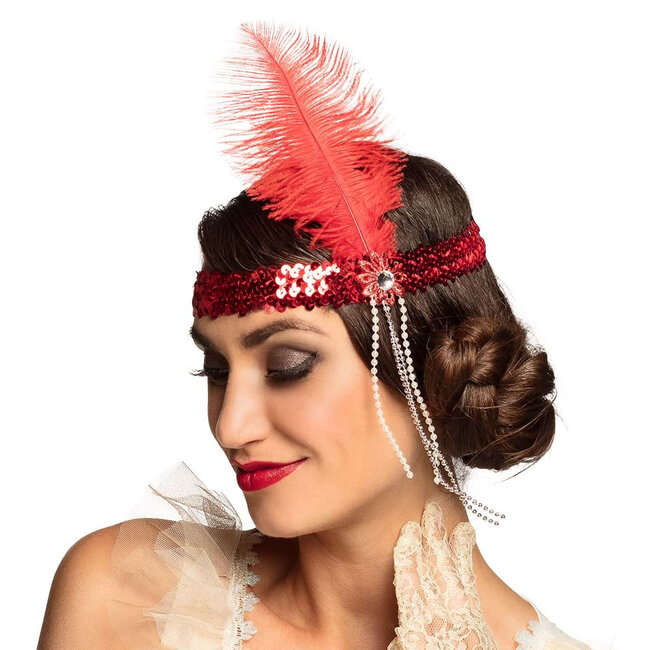 Hoofdband Charleston met Veer - 4 Kleuren