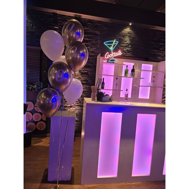 Staander Gold & White met leeftijd - 7 Heliumballonnen