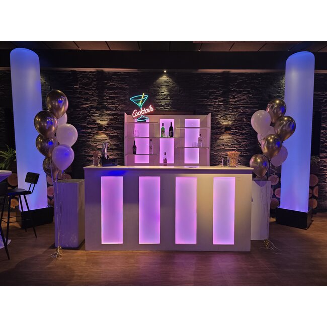 Staander Gold & White met leeftijd - 7 Heliumballonnen