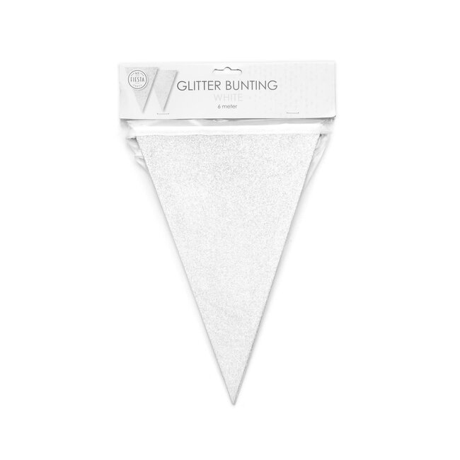 Sparkling Wit Glitter Vlaggenlijn - 6 meter - 20x30cm