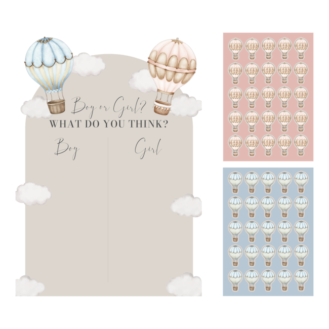 Gender Reveal - Stembord Baby Balloons - 12st - 50 cm