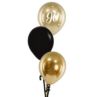 Sempertex Tafeldecoratie Gold & Black met leeftijd - 3 Heliumballonnen
