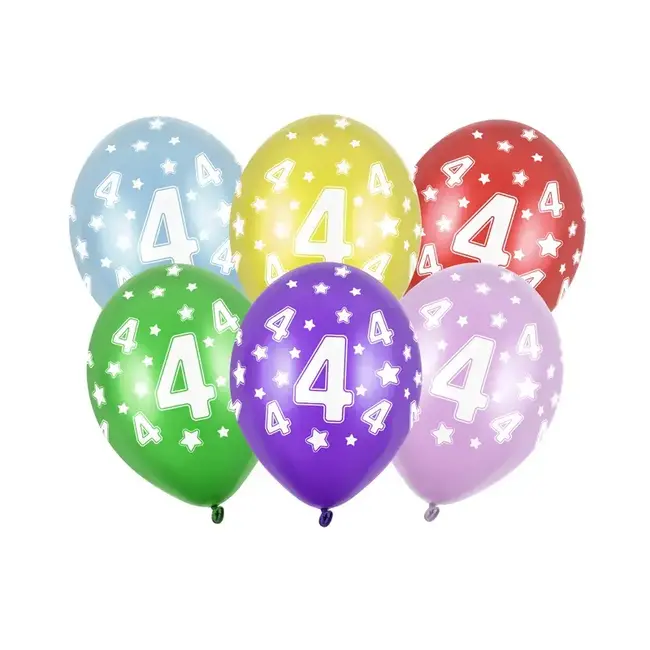 Helium Ballon Stars A-round 4 jaar - 6 kleuren (28cm)