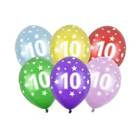 Helium Ballon Stars A-round 10 jaar - 6 kleuren (28cm)
