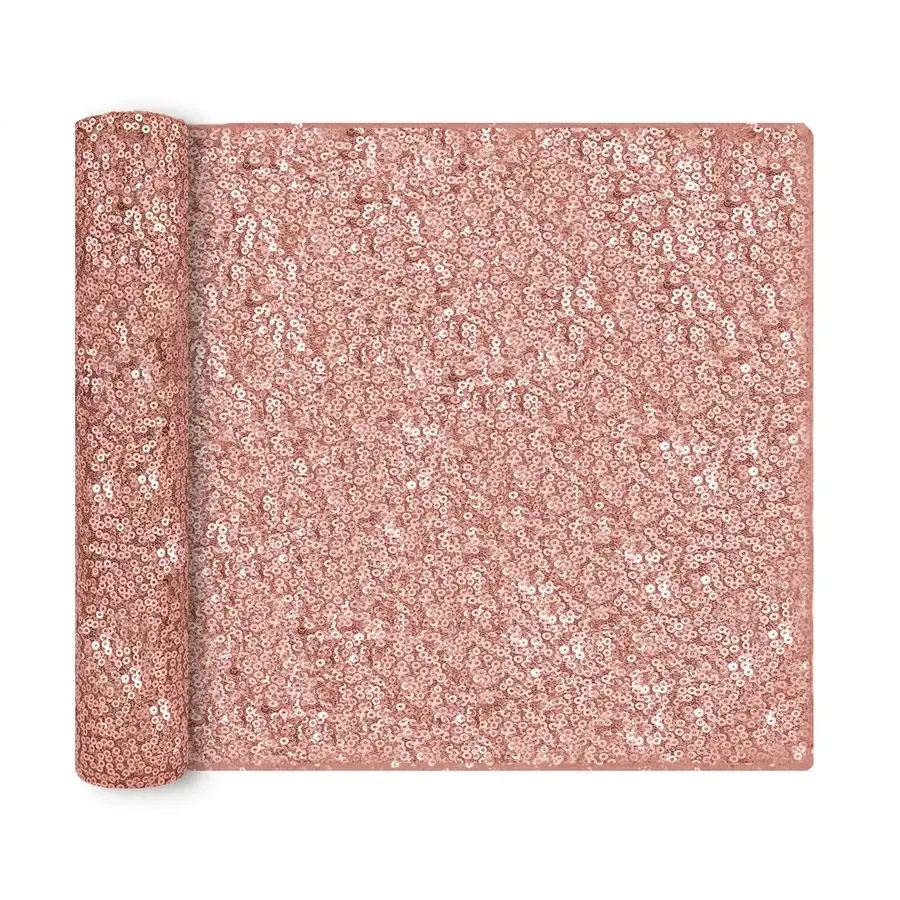 Pailletten Tafel Loper - Rosé Gold - 200x28cm-3