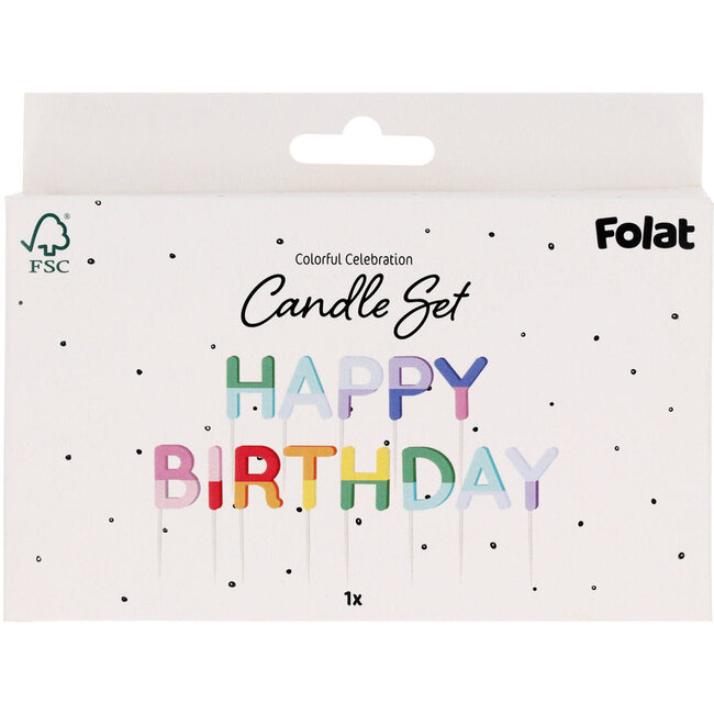Kaarsen "HAPPY BIRTHDAY" - Stripetastic