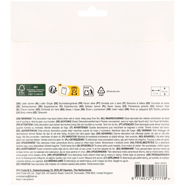 Letterslinger - "HAPPY BIRTHDAY" - Stripetastic - 1,7 m