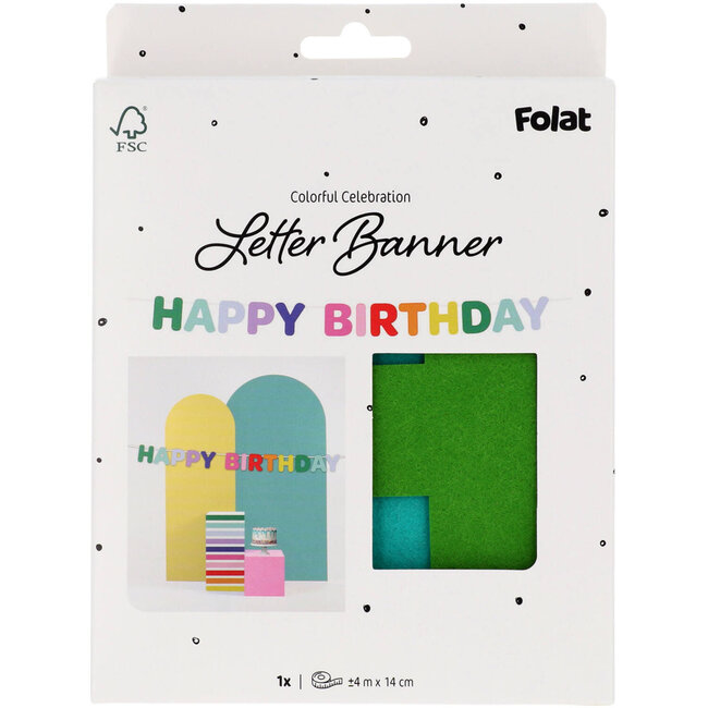 Letterslinger - Vilt - "HAPPY BIRTHDAY" - Stripetastic - 4 mtr