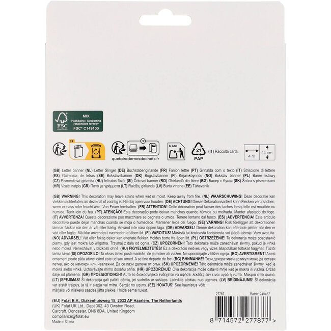 Letterslinger - Vilt - "HAPPY BIRTHDAY" - Stripetastic - 4 mtr