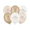 Strong Balloons Ballonnen Happy Birthday - Beige Mix - 6 st- 30cm