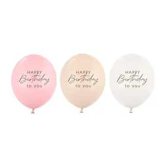 Strong Balloons Helium Ballonnen Happy Birthday Pink Mix (28cm) - 3 st