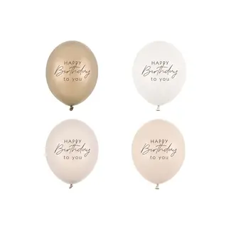 Strong Balloons Helium Ballonnen Happy Birthday Beige Mix (28cm) - 4 st