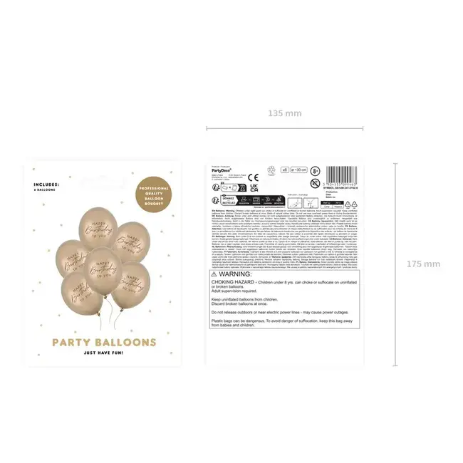 Ballonnen Happy Birthday - Cold Gold - 6 st- 30cm