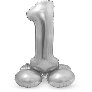 Folatex Folieballon met Standaard Cijfer 1 Zilver - 72 cm