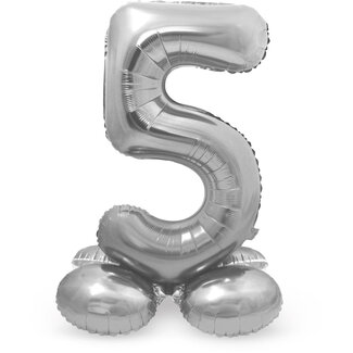 Folatex Folieballon met Standaard Cijfer 5 Zilver - 72 cm
