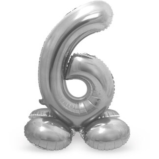 Folatex Folieballon met Standaard Cijfer 6 Zilver - 72 cm