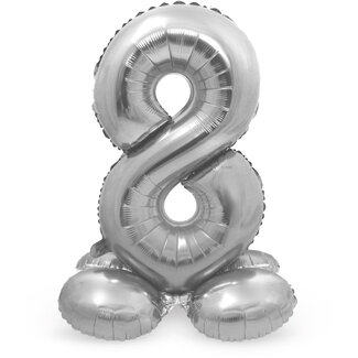 Folatex Folieballon met Standaard Cijfer 8 Zilver - 72 cm