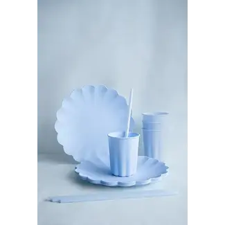 PartyDeco Plastic Licht Blauwe Rietjes - 12 st - 23 cm