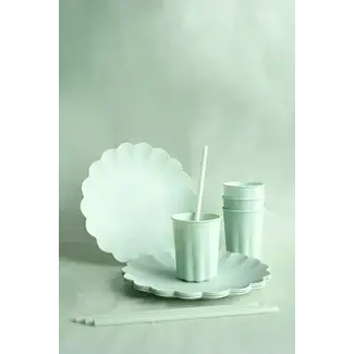 PartyDeco Plastic Mint Groene Rietjes - 12 st - 23 cm