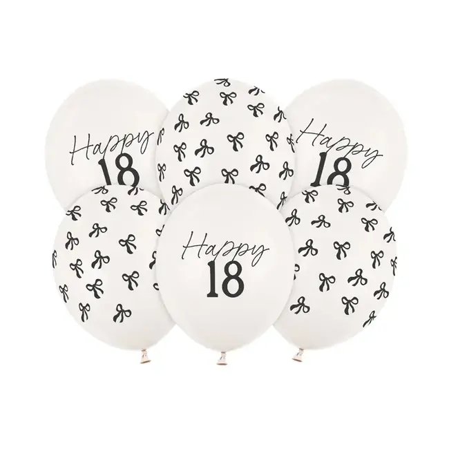 Ballonnen Elegant Bow 18 jaar - 30cm - 6st