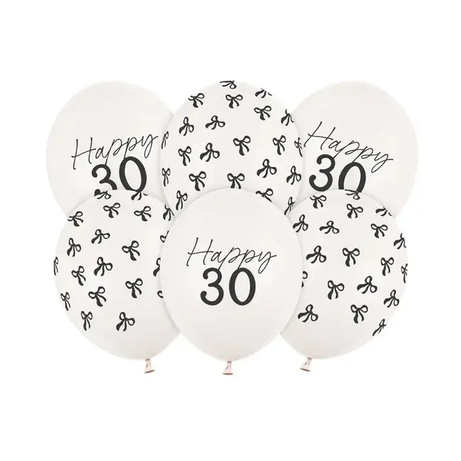 Ballonnen Elegant Bow 30 jaar - 30cm - 6st