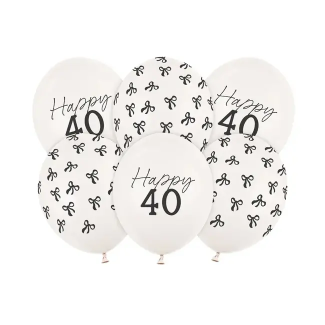 Ballonnen Elegant Bow 40 jaar - 30cm - 6st