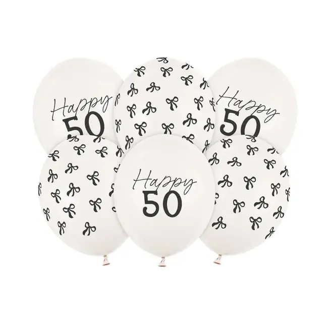 Ballonnen Elegant Bow 50 jaar - 30cm - 6st