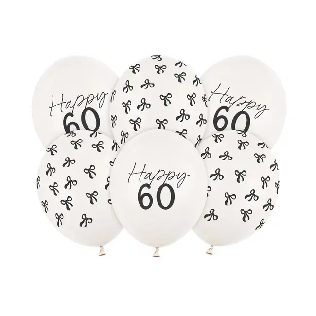 Ballonnen Elegant Bow 60 jaar - 30cm - 6st