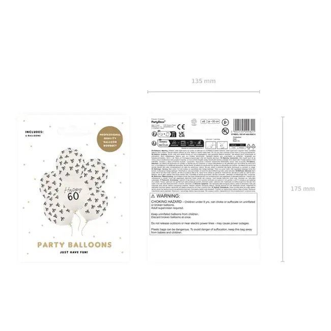 Ballonnen Elegant Bow 60 jaar - 30cm - 6st