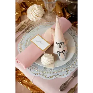 PartyDeco Servetten Elegant Bow - Happy 18 - 12st - 33x33cm